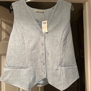 Abercrombie & Fitch Light Blue Buttoned Vest